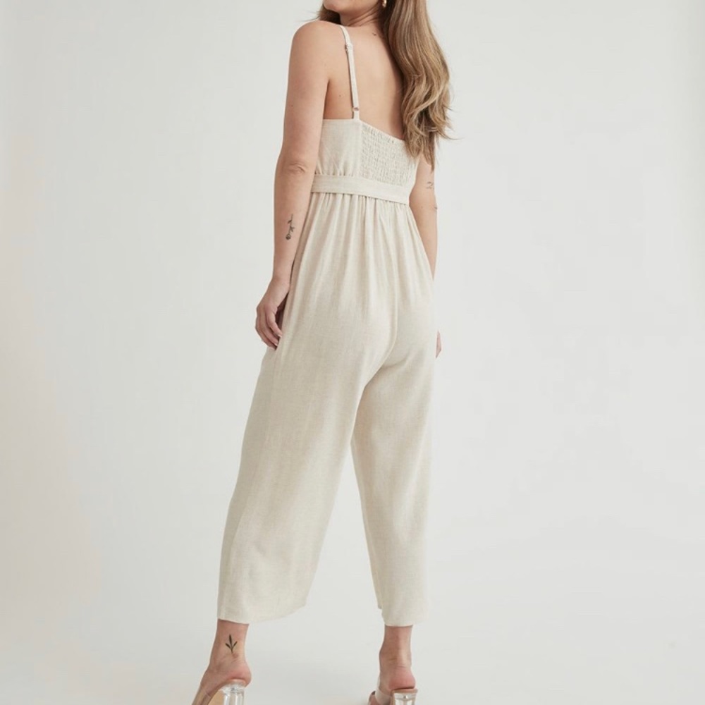 NWT Maternity Linen Blend Jumpsuit - Picture 3 of 7